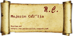 Mojszin Célia névjegykártya